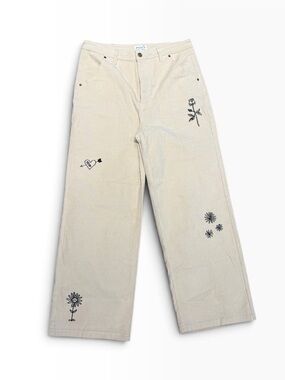 Melodie by Melodie Perrault Ivory Corduroy Wide Leg Jeans Womens Size 8